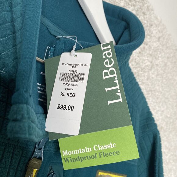 LL BEAN MEN'S MOUNTAIN CLASSIC WINDPROOF TEXTURED PATTERN JCKT, SIZE XL Spruce - Picture 3 of 11